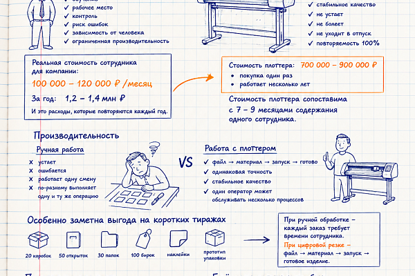Человек или машина?! Почему сейчас выгоднее купить режущий плоттер?
